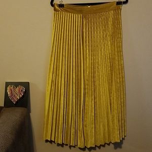 Pleated Gold Velvet Skirt